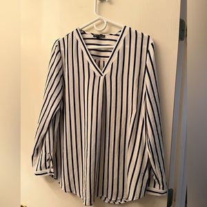 Adriana Pappell White and Black Striped Blouse